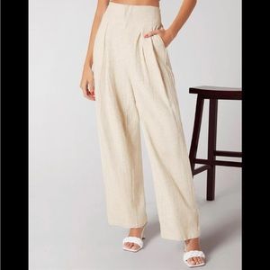 Beige Wide Leg Pants